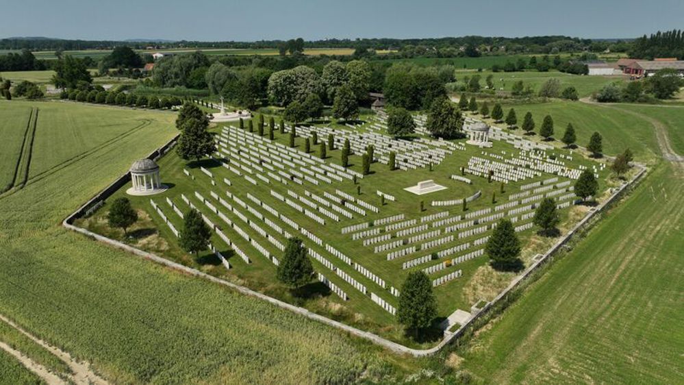 Overhead view of a CWGC cemetery
