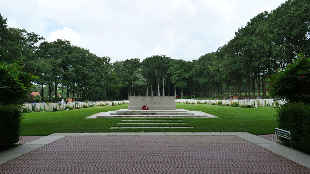 View of the Stone of Remembrance in Arnhem Oosterbeek War Cemetery