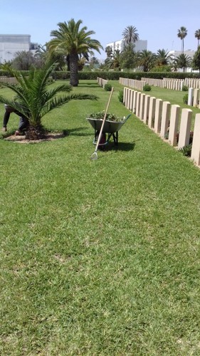 After: Barrow full of cuttings and a neat cemetery