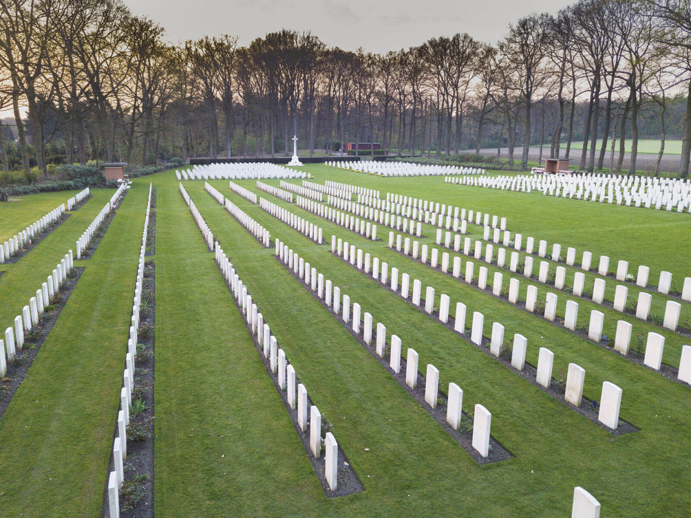 Overhead view of Arnhem Oosterbeek War Cemetery