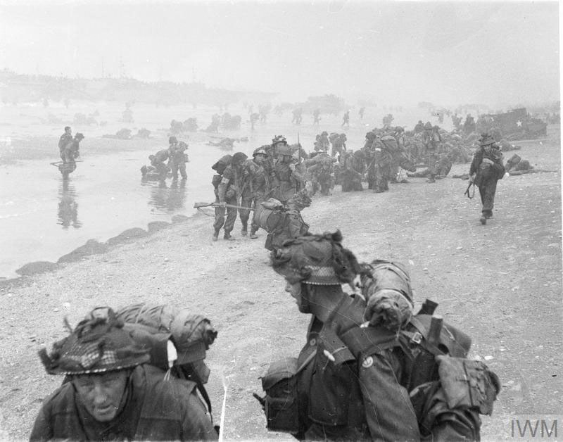 British troops organising themselves on Sword Beach on the morning of D-Day.