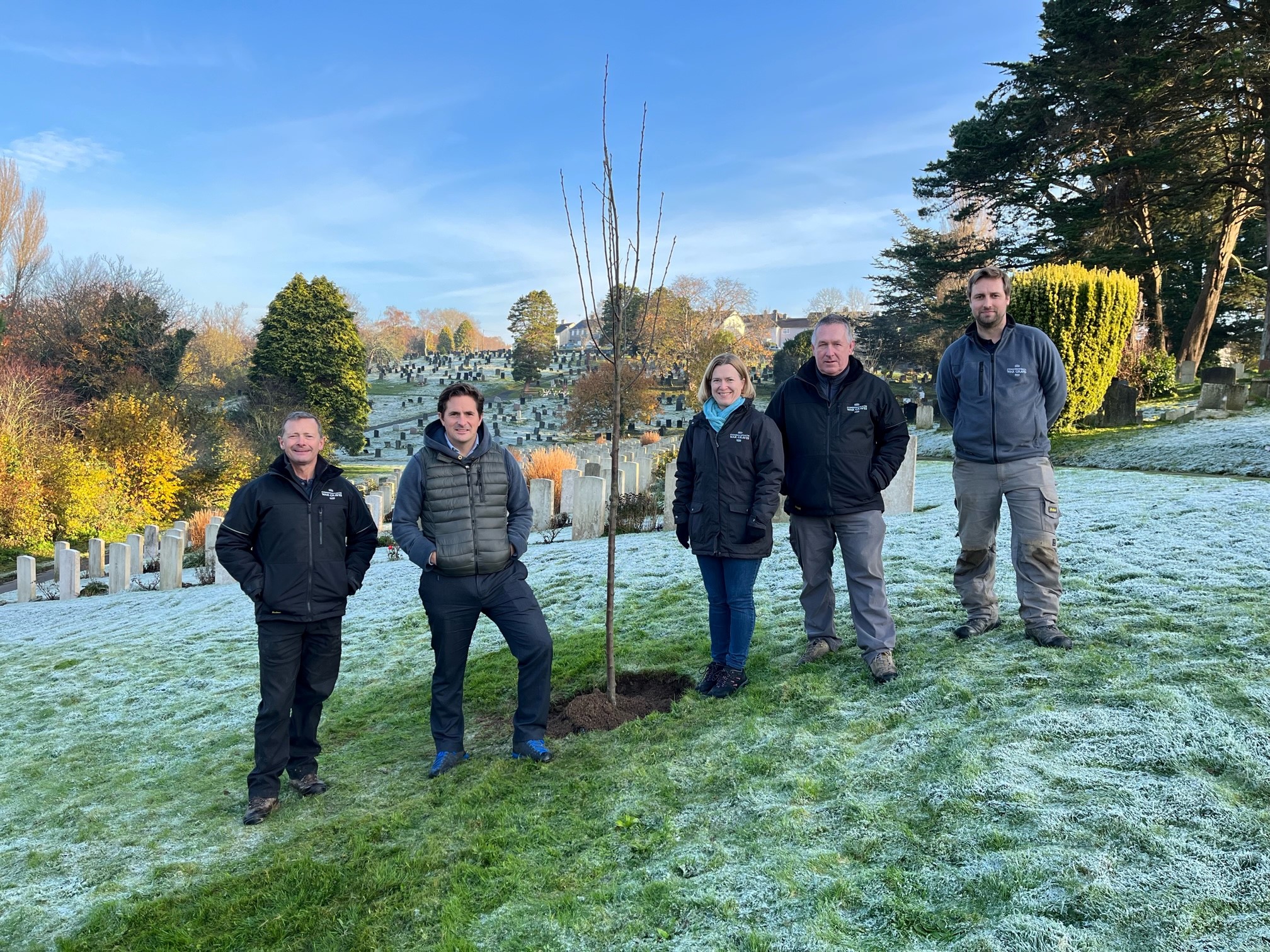 Trees planted in memory of HM Queen Elizabeth II at Plymouth Cemetery