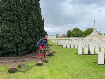 Work in the yew trees at Tyne Cot