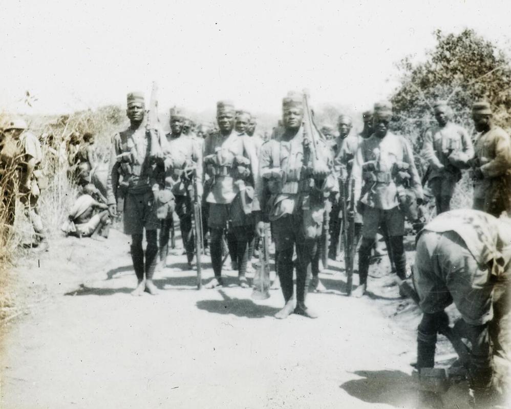 Ascari soliers of the Malawian King's African Rifles on the March.