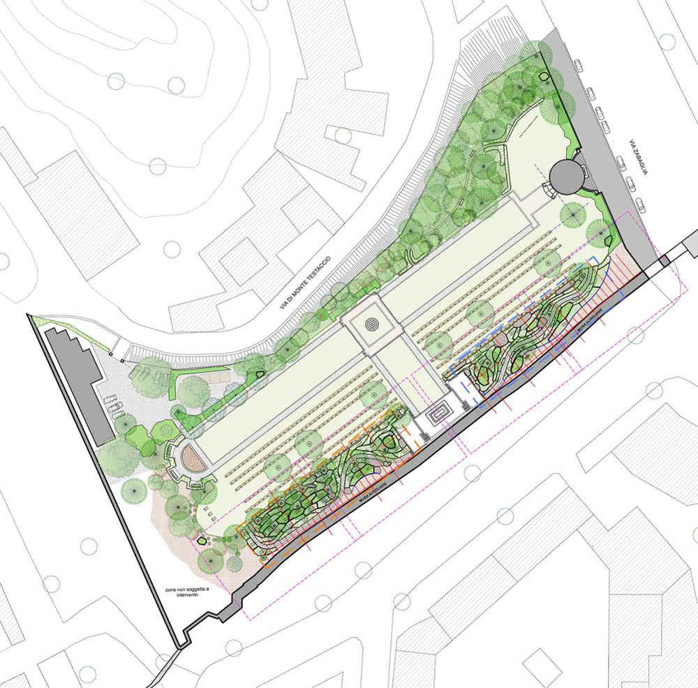 Architect's layout of Rome War Cemetery from above.