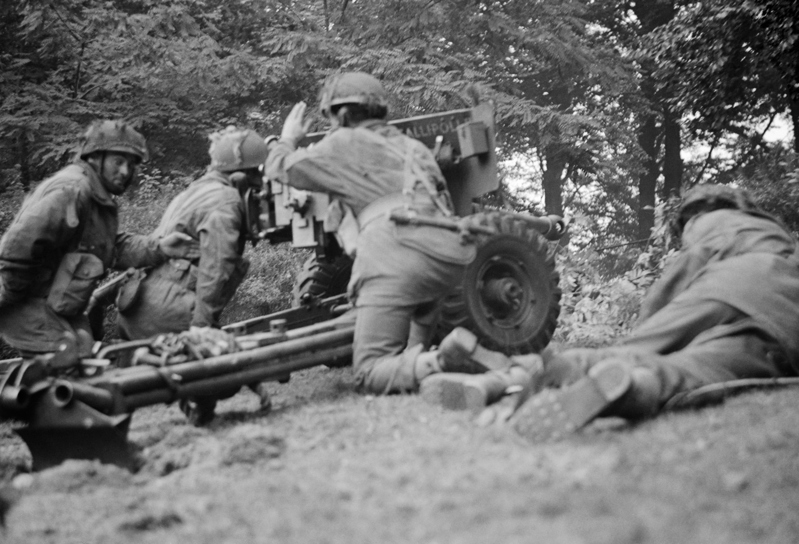 British anti-tank gunners in action at the Battle of Arnhem