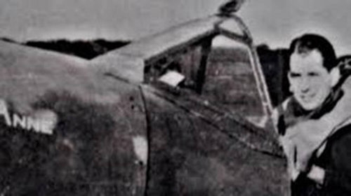 Flying Officer Raimund Sanders Draper in the cockpit of his aircraft