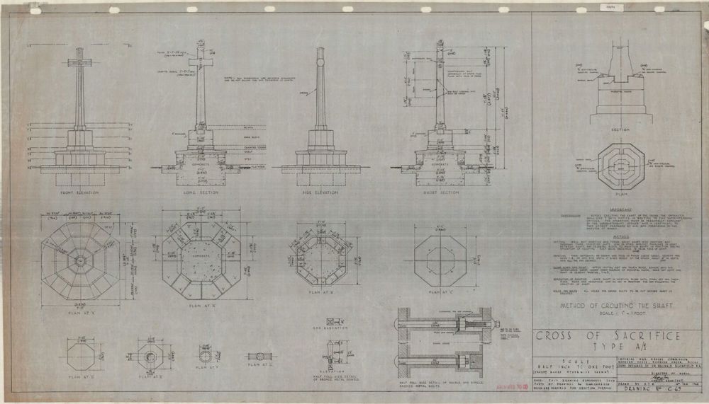 Architectural plans for the CWGC Cross of Sacrifice.