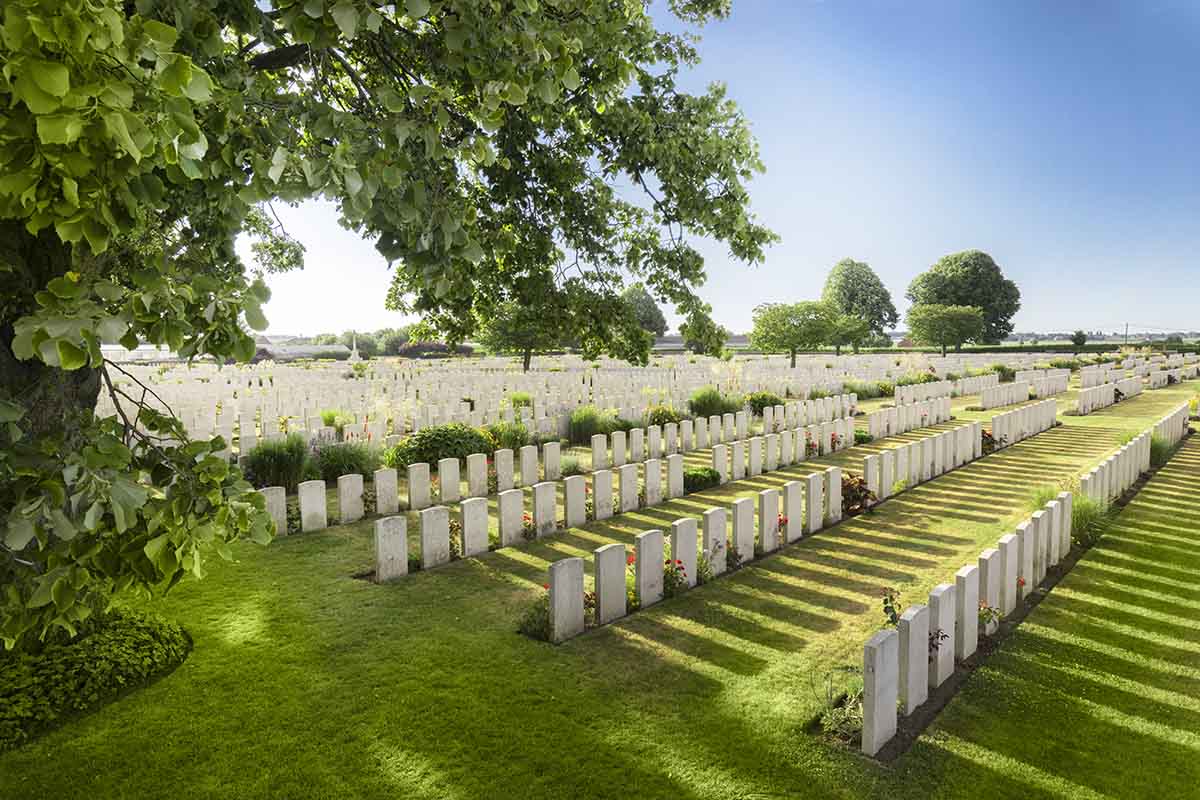Burial Service for 3 unknown World War One Commonwealth soldiers at Poelcapelle British Cemetery, Belgium