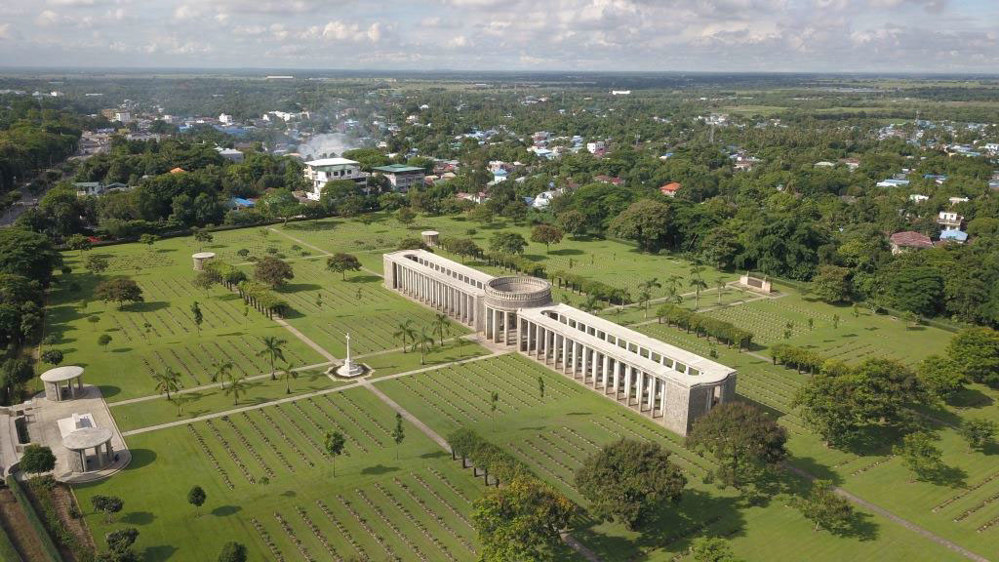 Aerial view of Taukkyan War Cemetery & Rangoon Memorial