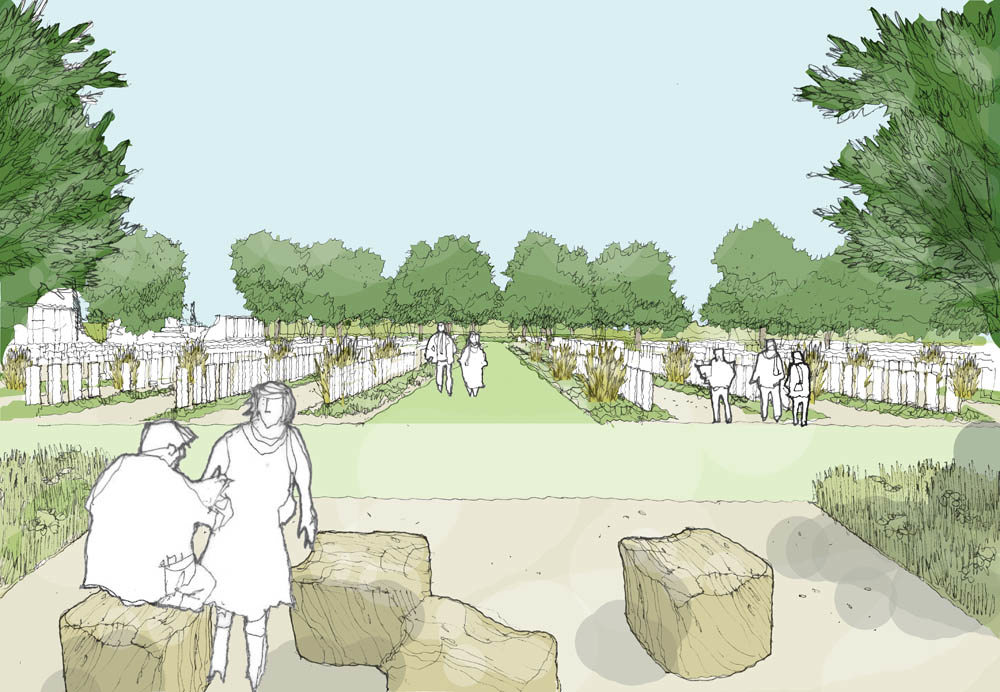 Sketch of MEdjez El Bab War Cemetery regeneration