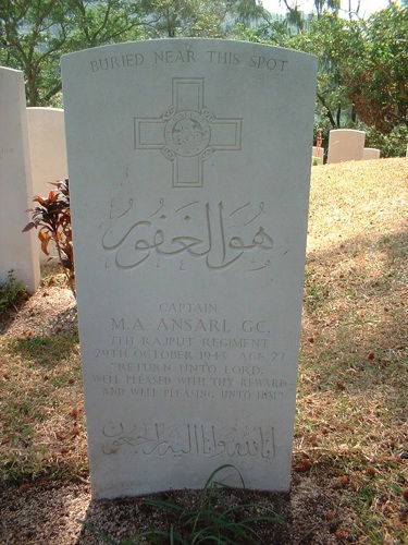 Headstone of Captain Mateen Ansari