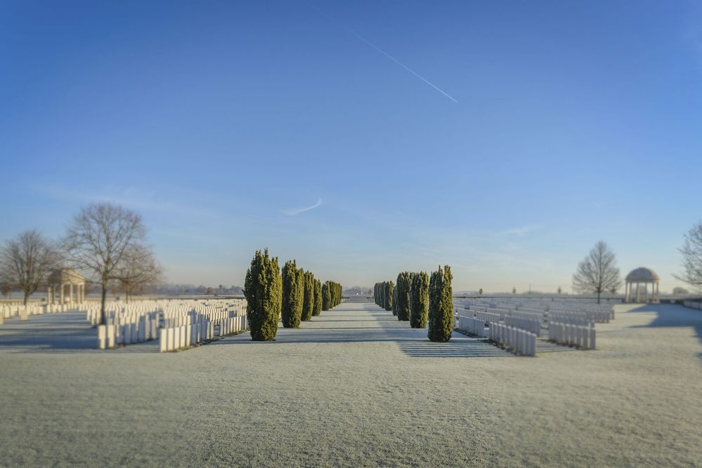 Bedford House Cemetery covered in snow.