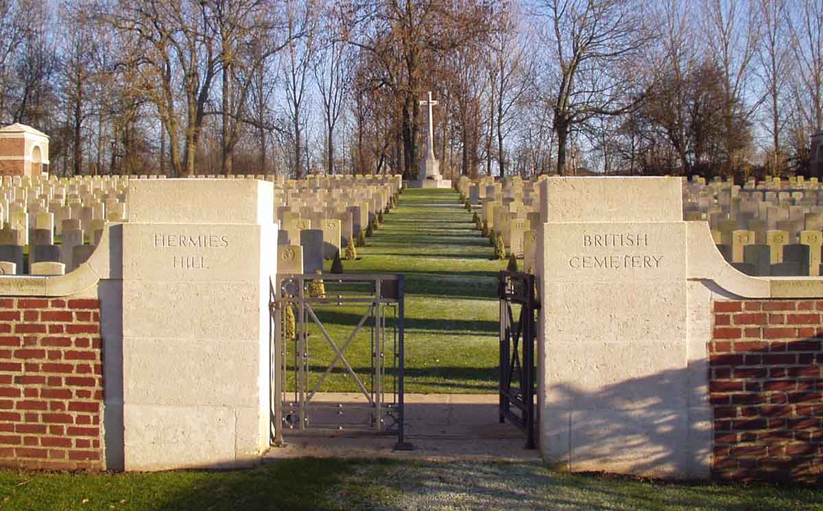 Burial Service for an unknown World War One Commonwealth soldier at Hermies Hill British Cemetery, France