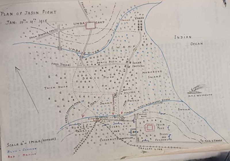 Plan for the fighting at Jasin, Africa, January 1915