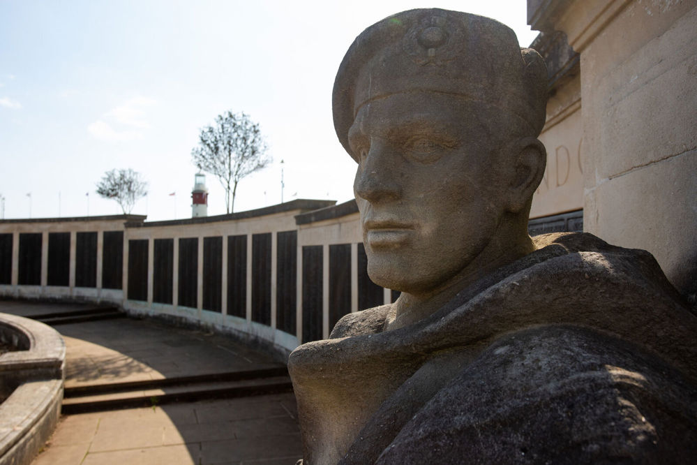 Statue of a sailor at Plymouth Naval Memorial.
