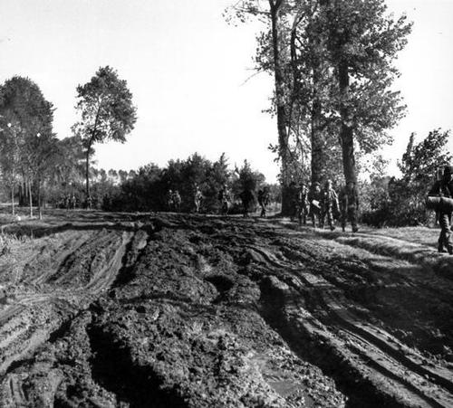 Canadian infantry advance along the Leopold Canal