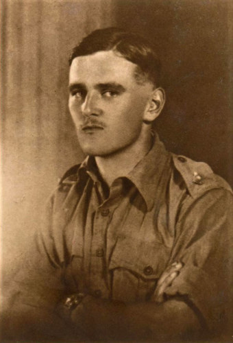 Sepia tinted photo of Lieutenant Guy Westley in his military uniform.