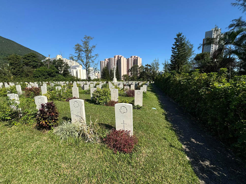 Headstones at Sai Wan War Cemetery.