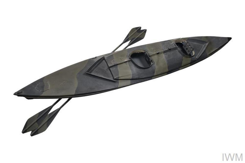 Mark II Cockle kayak in dark green and black camouflage