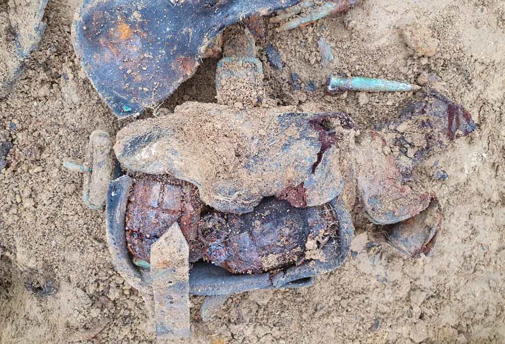 Grenades being excavated