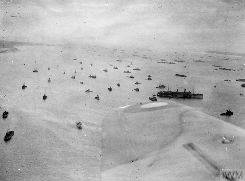 Royal Navy fleet assembling off the coast of the Isle of Wight before D-Day.