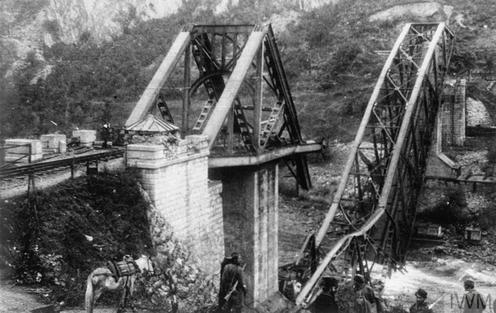 A Destroyed railway bridge circa 1943