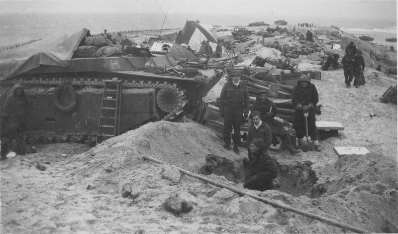 A Canadian field hospital built into a beach on Walcheren Island.