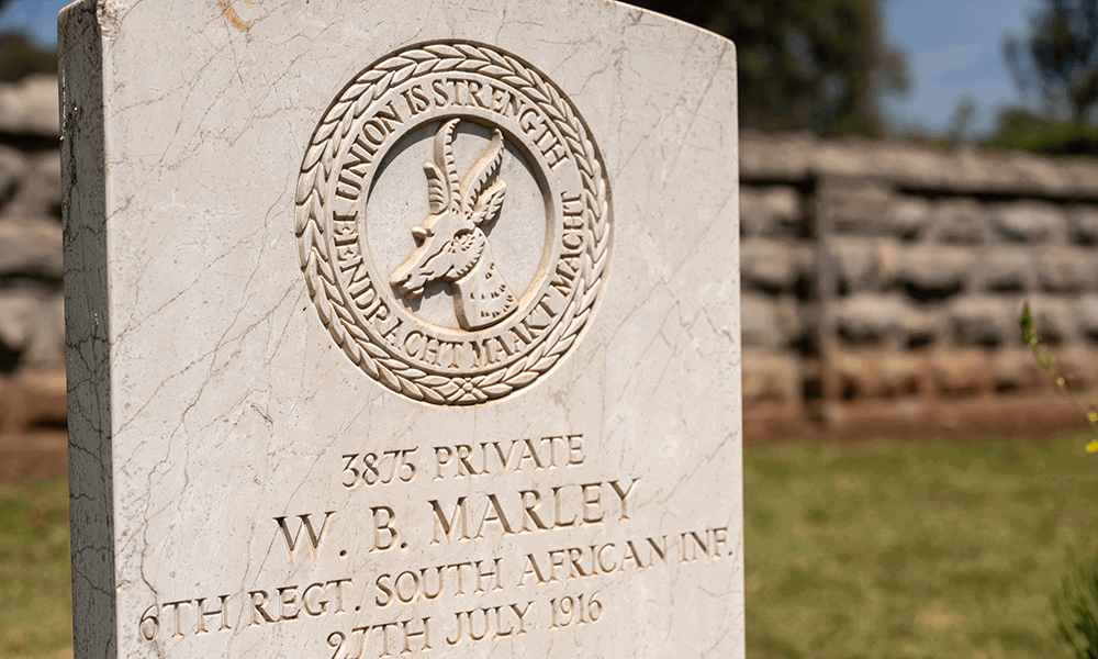 Headstone of a South African WW1 soldier