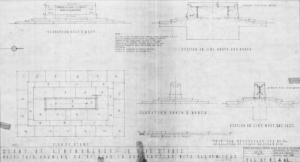 Architectural plans for the CWGC Stone of Remembrance