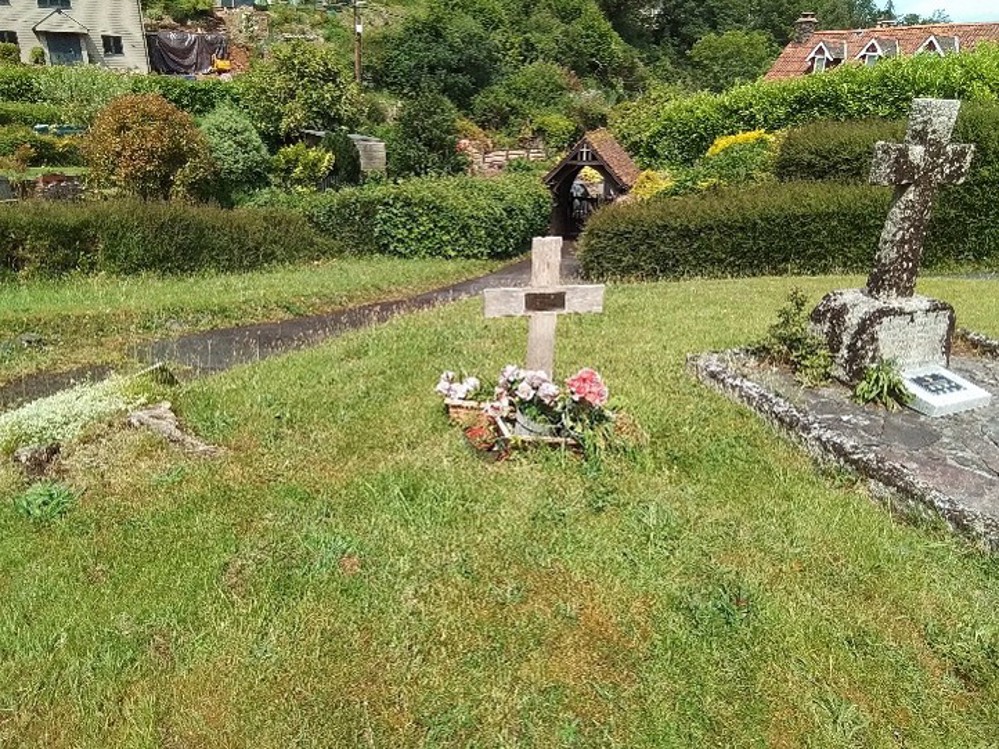 Wooden cross gravemarker