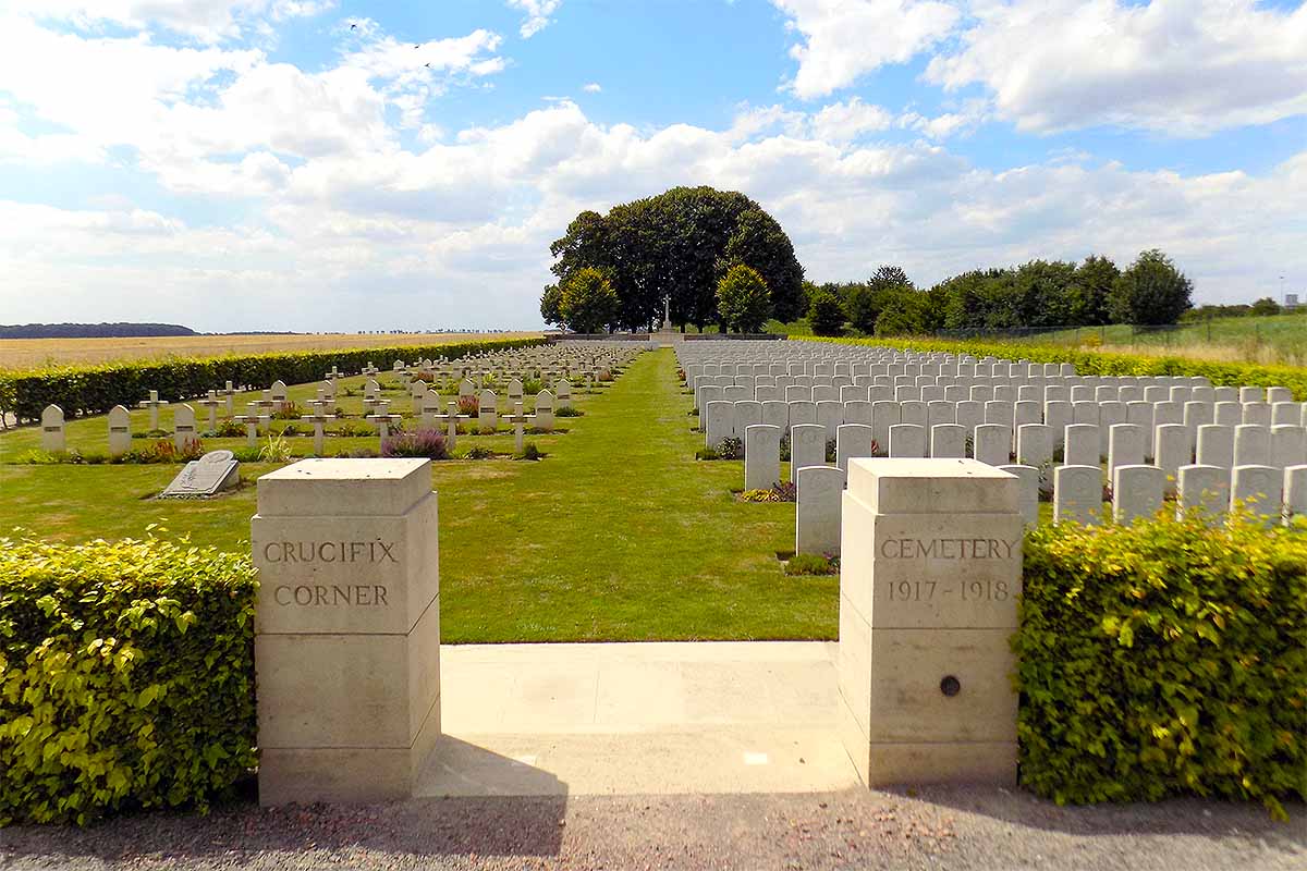 Burial Service for 2 unknown Commonwealth soldiers at Crucifix Corner Cemetery, Villers-Bretonneux, France