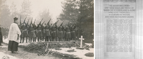 Funeral of Capt Howard Henry, Brookwood 14-2-1919 & Wall of the missing Brookwood Chapel