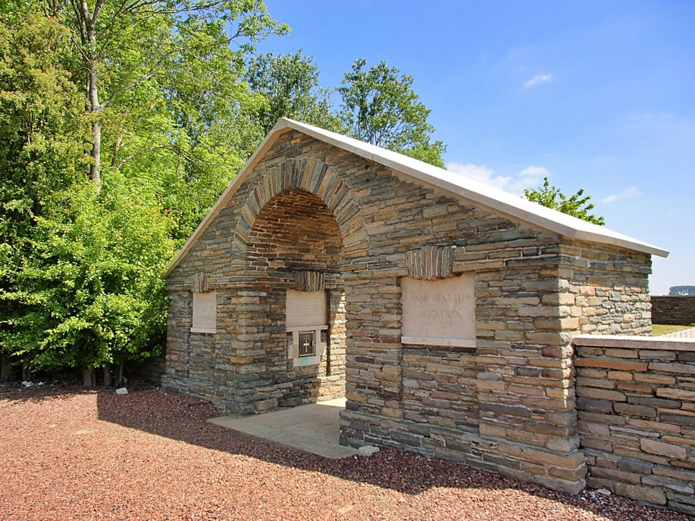 Quarry Wood cemetery entry building.