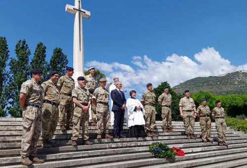 Soldiers at the ceremony at Cassino war cemetery