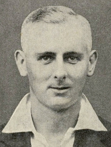 Black and white portrait of England cricketer Hedley Verity.