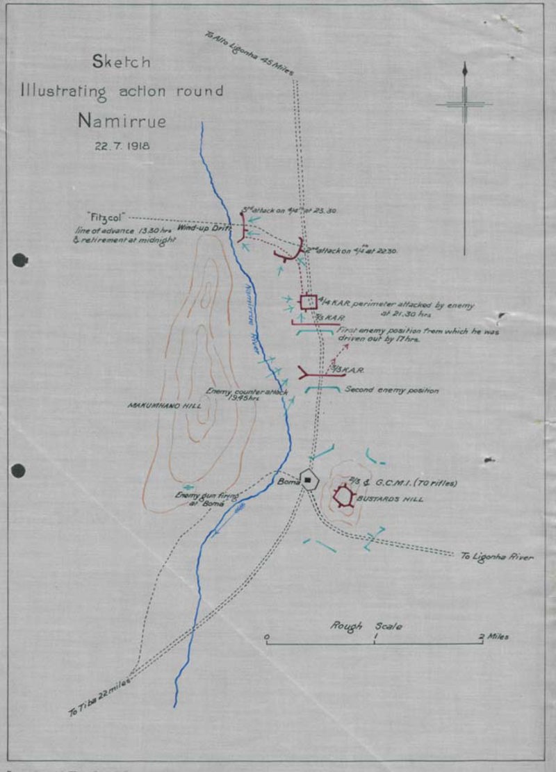 Sketch illustrating the action around Namirrue July 1916