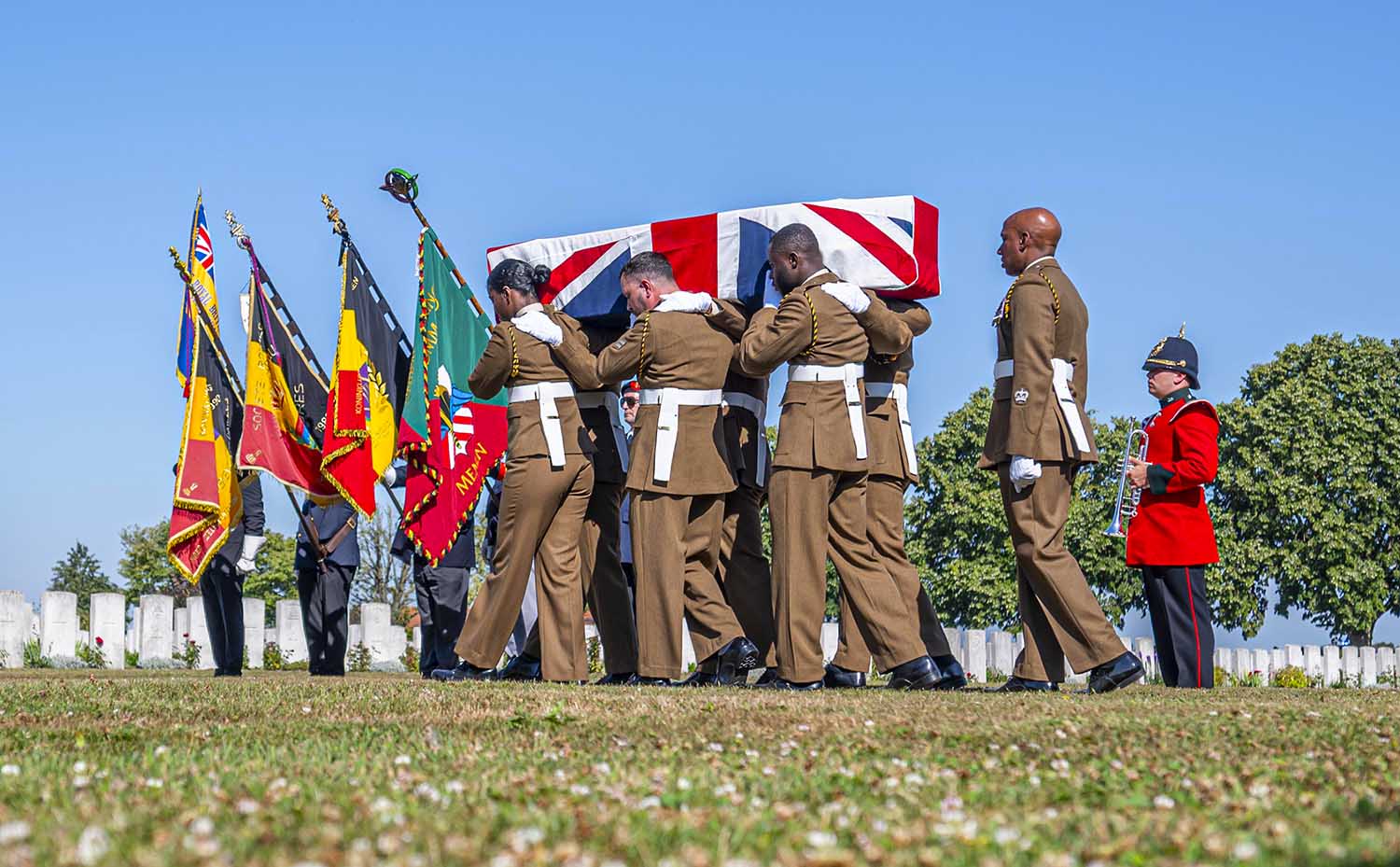 Unknown First World War Commonwealth soldiers buried in two services in France and Belgium