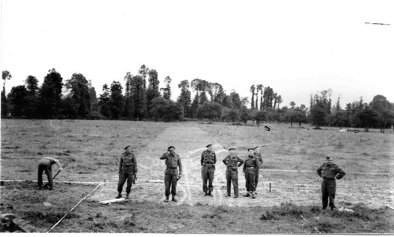 Men of No.32 GRU tape out the outline of Bayeux War Cemetery, 1 July 1944