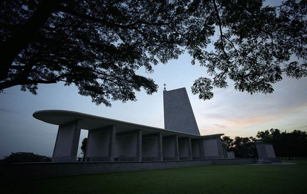 Singapore memorial at dusk.