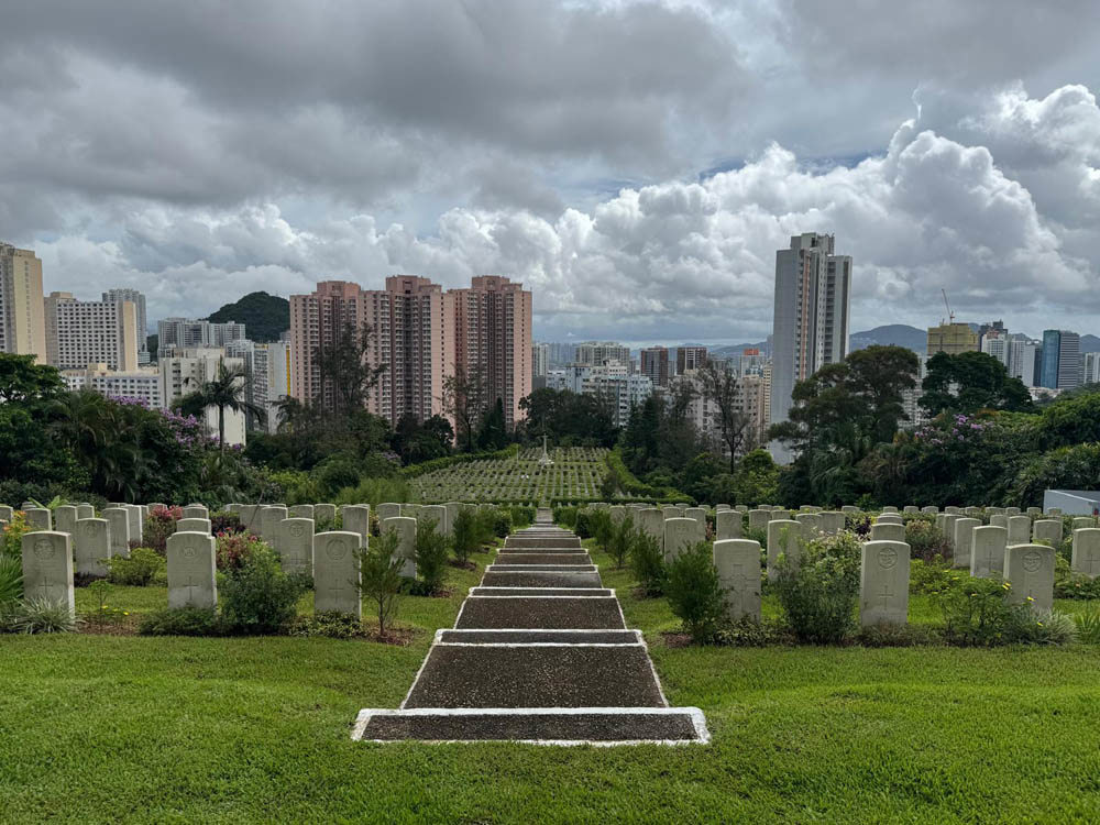 View of Hong Kong Harbour from the top of Sai Wan War Cemetery