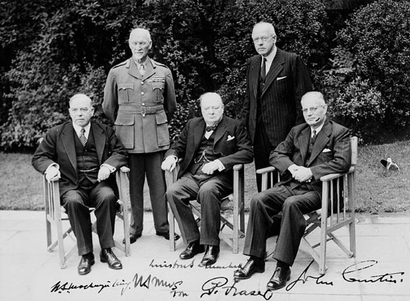 Image: The 1944 Commonwealth Prime Ministers' Conference, London (left to right): Mackenzie King, Canada, Field Marshal Jan Smuts, South Africa, Sir Winston Churchill, United Kingdom, Peter Fraser, New Zealand, John Curtin, Australia