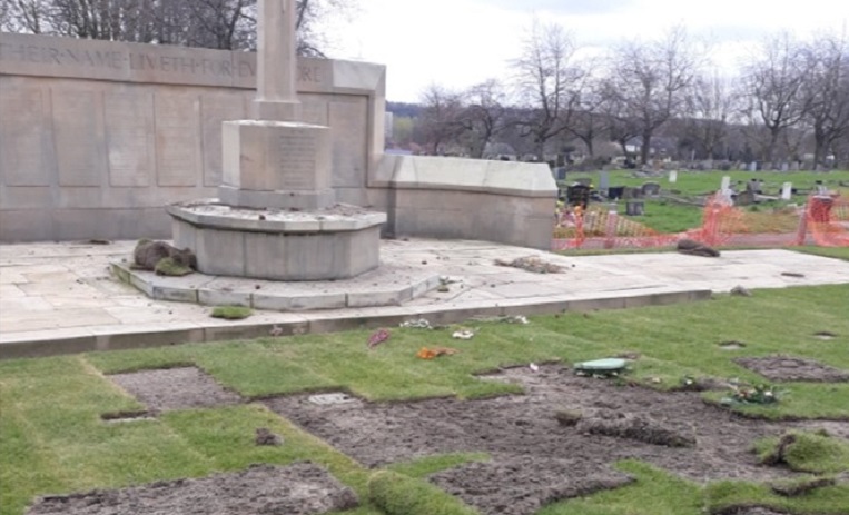 Vandalism Leeds Harehills Cemetery