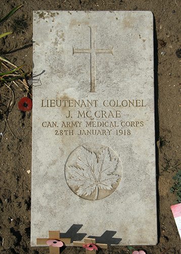 Headstone of John McCrae, 'In flanders field' poet