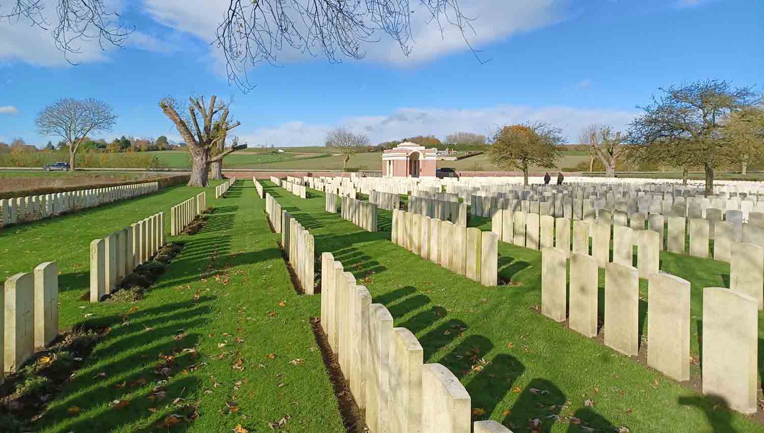 Burial service for an unknown soldier of an unknown regiment at Warlencourt British Cemetery, France