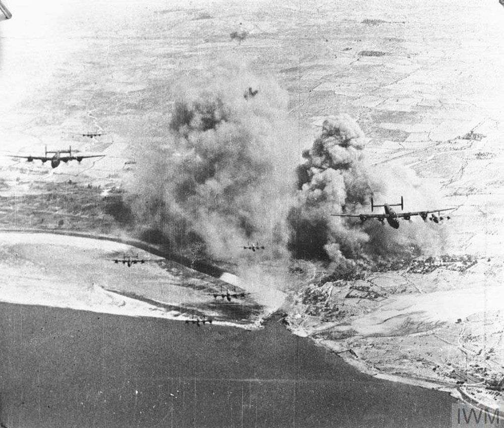 Allied heavy bombers bomb Burmese coastal waterways.