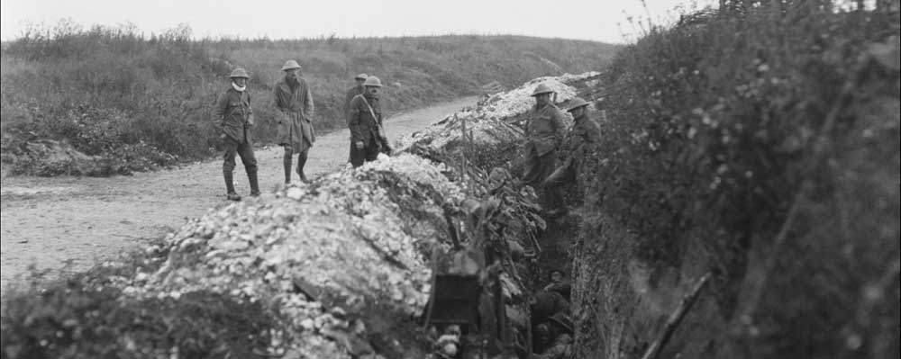 NEwfoundland regiment soldiers in a slit trench at Beaumont Hamel during the Battle of the Somme.