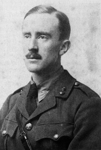 J.R.R. Tolkien as a young officer in his military uniform