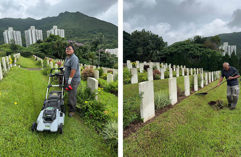 Workers at Sai Wan War Cemetery