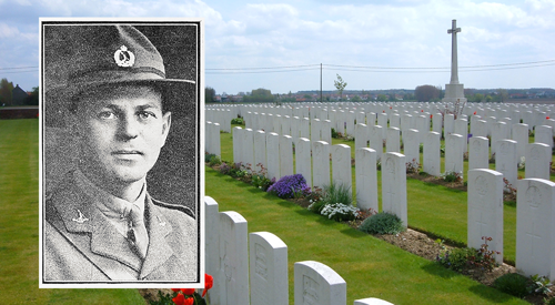 Parry is buried at Dochy Farm New British Cemetery